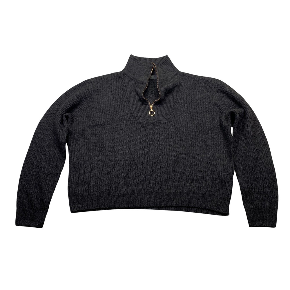 Vero Moda Womens Black Ribbed Quarter Zip‎ Sweater High Neck Rose Gold Pull S